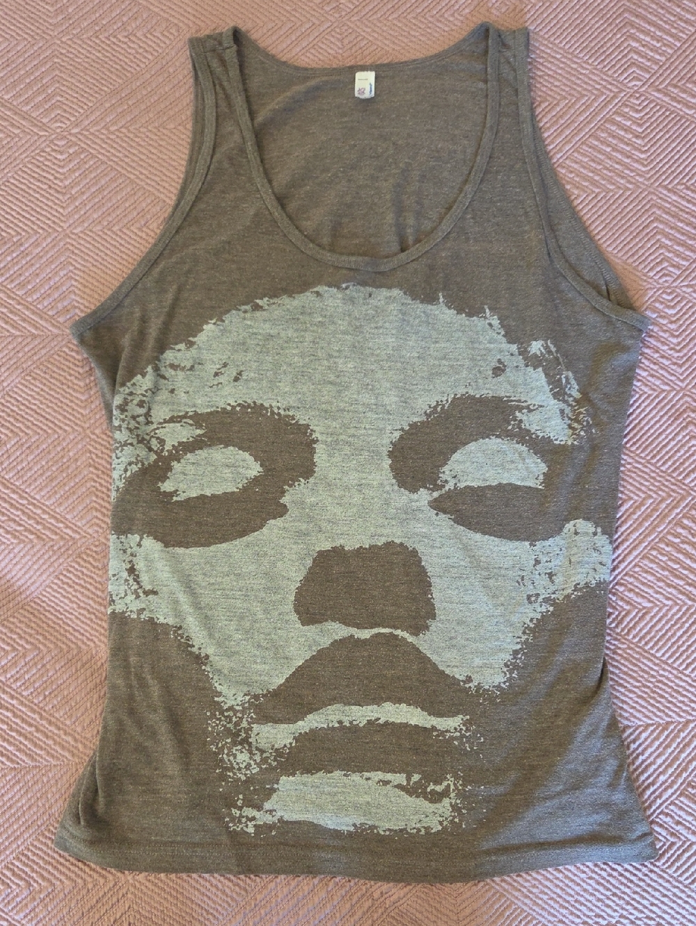 American Apparel Gray Tank Top with Pale Blue Face Print